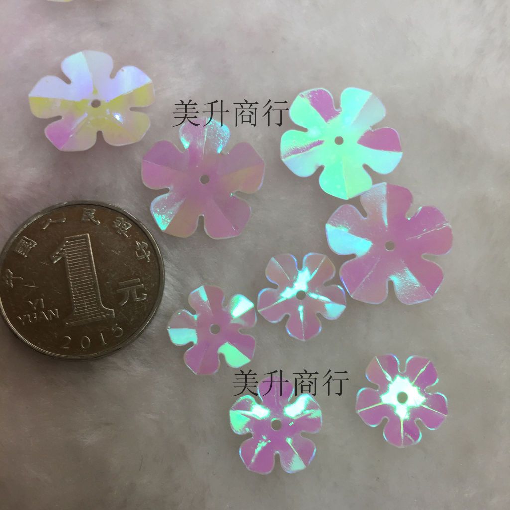 13mmmm梅花镭射片diy幼儿手工耳环亮片演出服装装饰小花朵亮片 虎窝拼