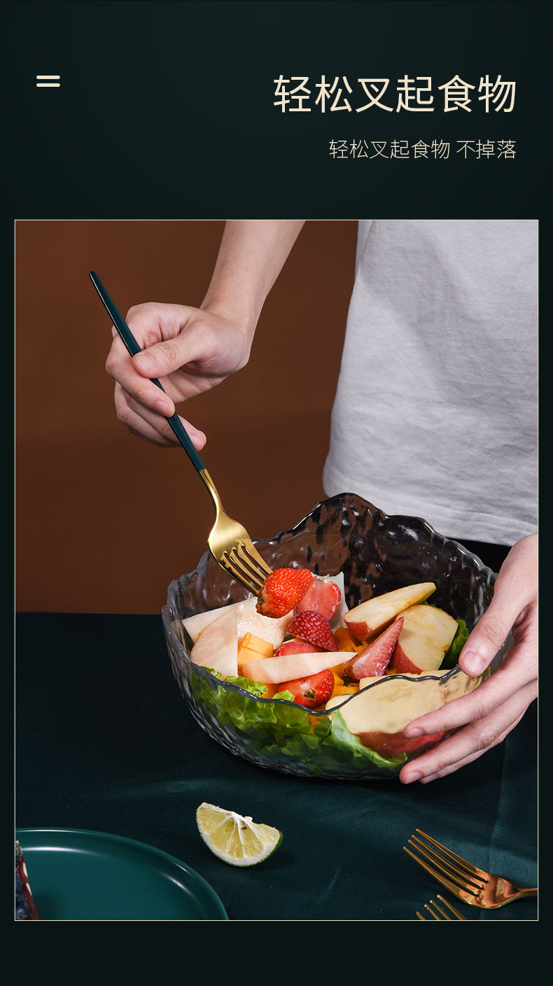 韩式网红可爱勺子叉子家用不锈钢汤勺甜品咖啡西瓜勺长柄餐勺套装