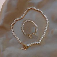 天然巴洛克异形珍珠OT扣项链女小众设计感锁骨链简约气质网红颈链