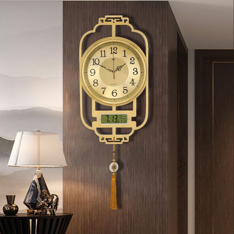 钟表挂钟客厅家用时钟挂墙挂表大气中式中国风静音实木复古免打孔