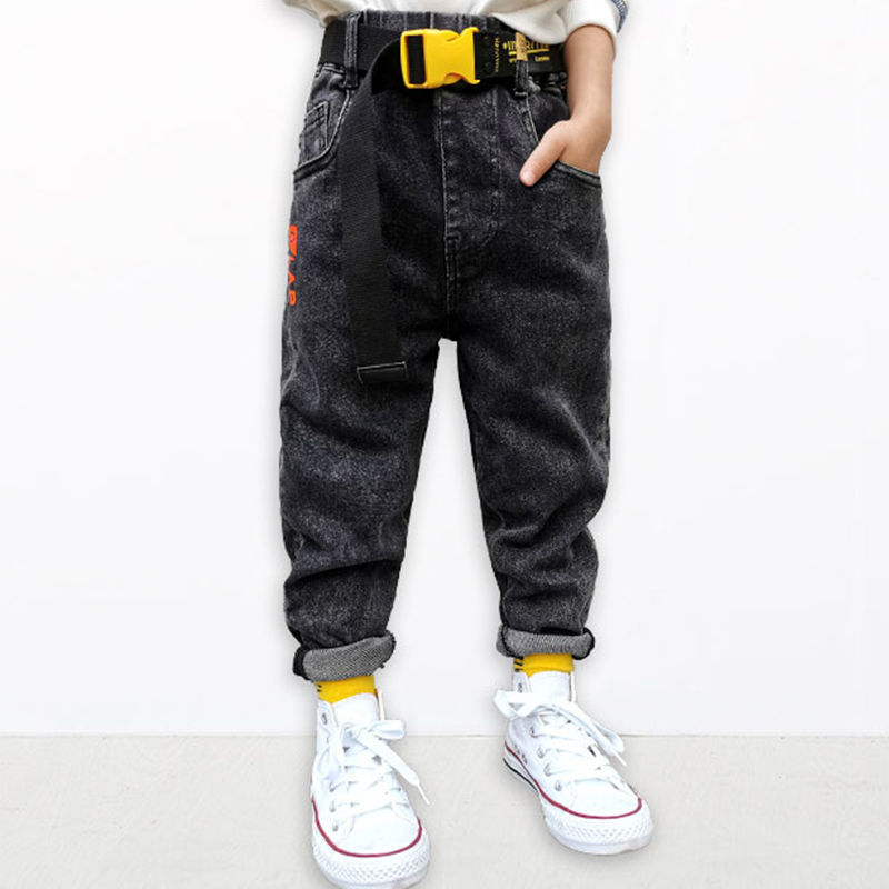 Boys' handsome jeans 2023 autumn and winter big boys' jeans Korean style casual pants loose micro-bomb boy pants
