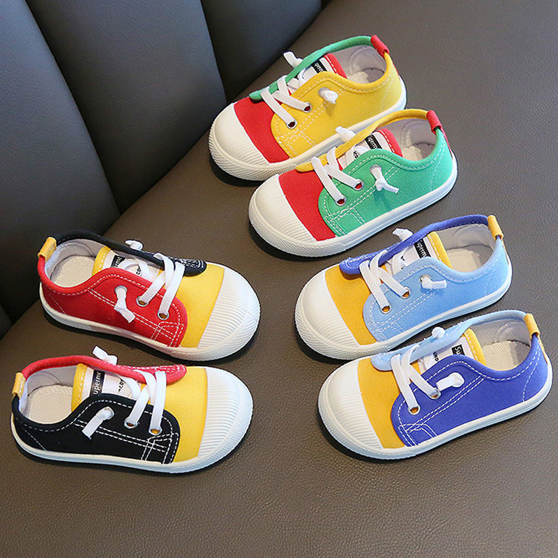 Children's canvas shoes girls 2-3-4 years old leisure board shoes solid soft sole baby single shoes kindergarten children's shoes boy