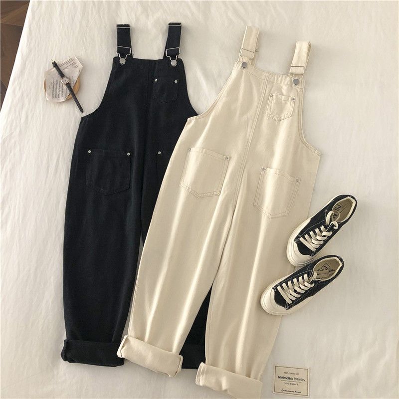 Autumn and winter 2020 new Korean version of small short age reduction foreign style straight tube denim belt pants women's versatile nine point Jumpsuit