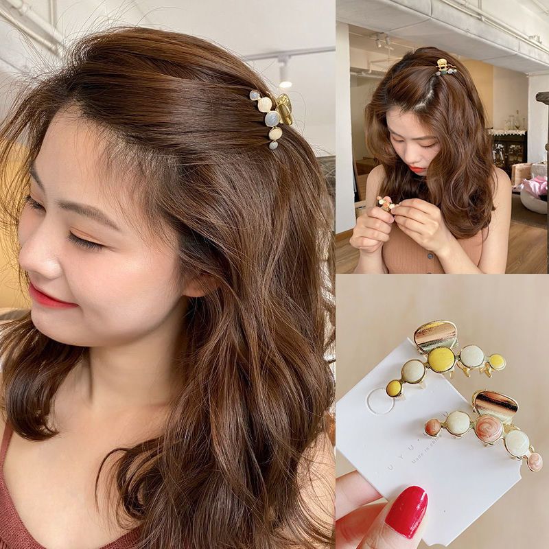 Korean super fairy net red alloy colored glaze hairpin temperament versatile female headdress edge clip bangs clip broken hair clip small clip