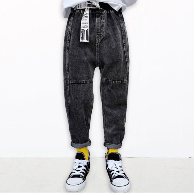 Boys' handsome jeans 2023 autumn and winter big boys' jeans Korean style casual pants loose micro-bomb boy pants