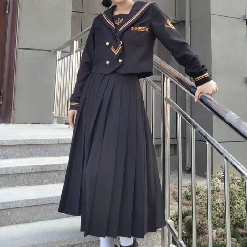 日系原创皇家上将正统jk制服学生暗黑不良中长裙中间服水手服套装