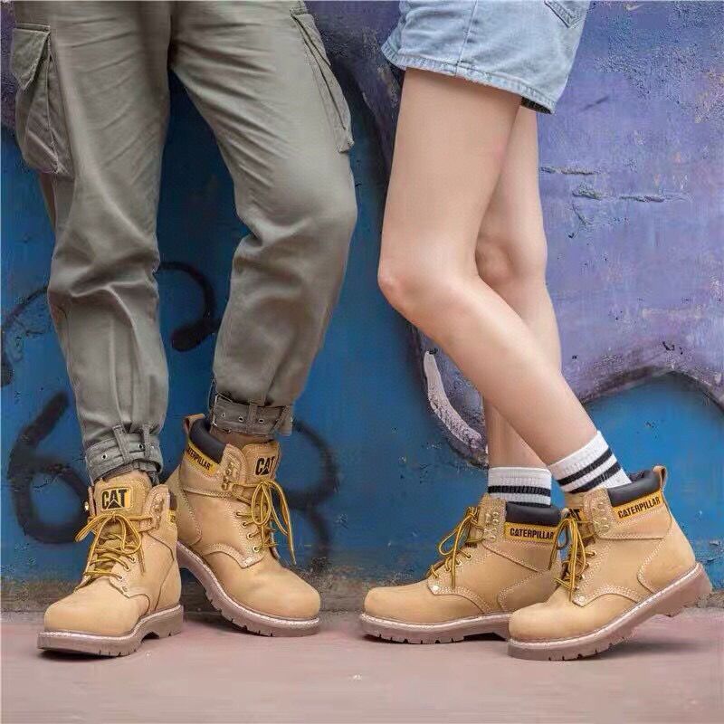 cat卡特高帮鞋男女秋冬情侣鞋百搭工装大黄真皮马丁靴潮流最新款