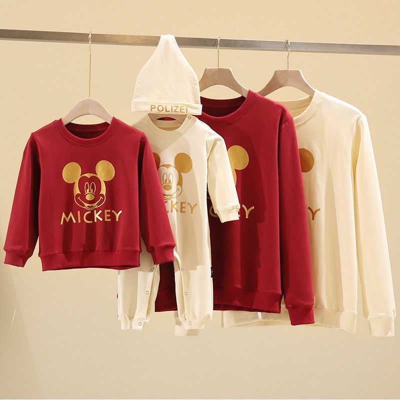 Large size parent-child clothes autumn and winter 2020 Mickey new fashion family three four mother and child women's clothes foreign style sanitary clothes