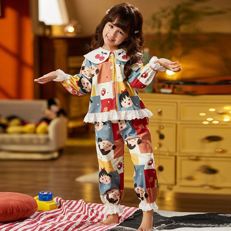 兒童睡衣春秋季純棉長袖女童套裝中大童寶寶小女孩夏季薄款家居服