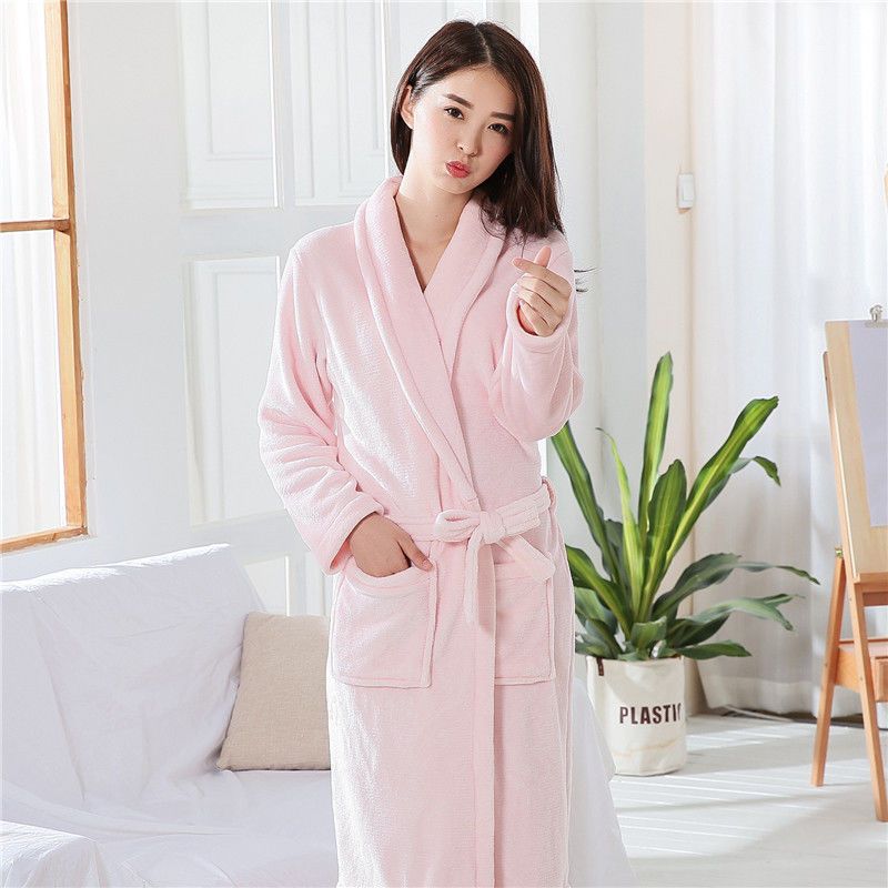 Thickened flannel cute nightgown bathrobe bathrobe pajamas female autumn and winter long-sleeved spring and autumn coral fleece student home service