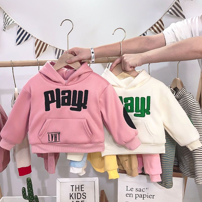 Boys and girls Plush thickened hooded sweater children's clothes baby warm winter clothes baby children's clothes winter 0-3 years old