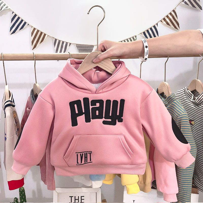 Boys and girls Plush thickened hooded sweater children's clothes baby warm winter clothes baby children's clothes winter 0-3 years old