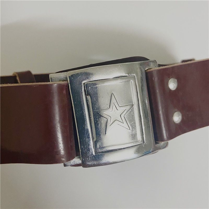 退役正品武装带革制外腰带男士腰带怀旧五星腰带中间无字腰带