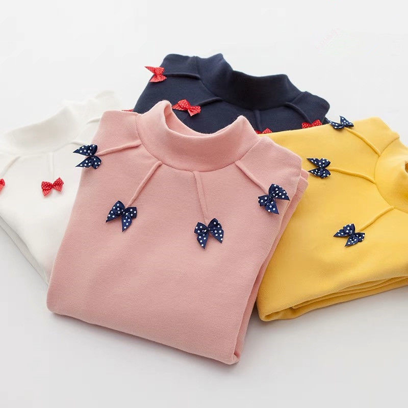 Girl's bottoming shirt with plush warmth for autumn and winter 2020 foreign style thickened long sleeve T-shirt for children