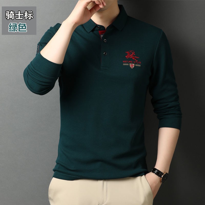Men's authentic long sleeve 100% cotton heavy Paul polo shirt pony logo T-shirt autumn foreign trade factory loose