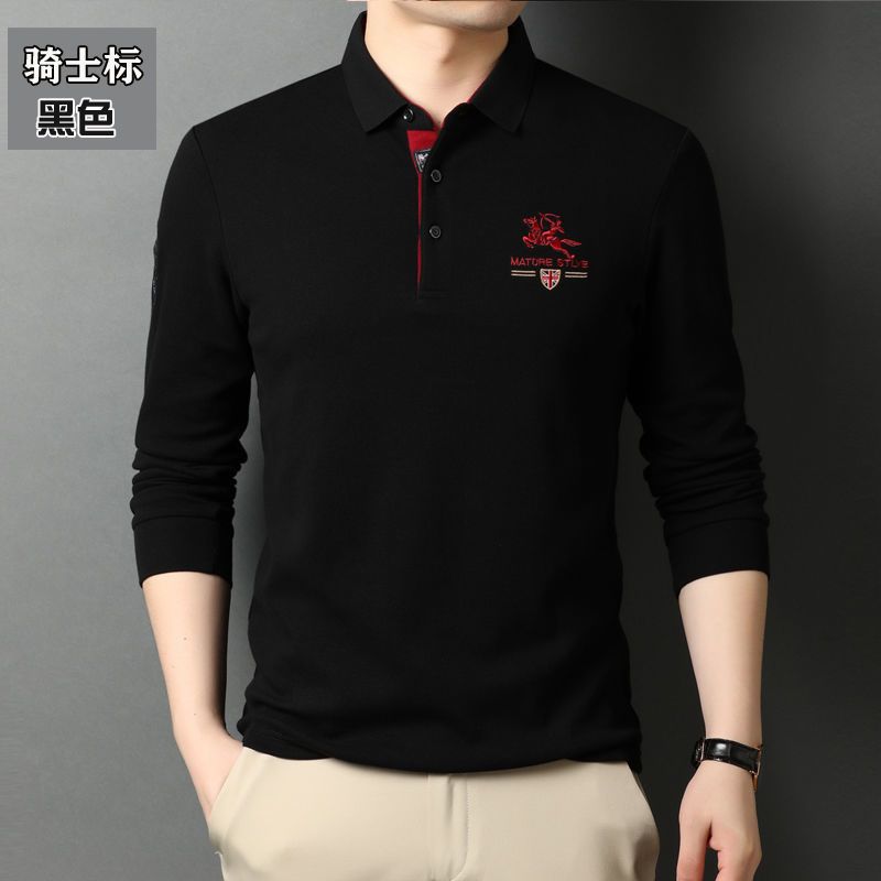 Men's authentic long sleeve 100% cotton heavy Paul polo shirt pony logo T-shirt autumn foreign trade factory loose