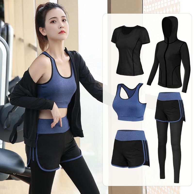 Running suit, women's morning jogging sportswear suit, women's short-sleeved fitness suit, women's quick-drying yoga suit, women's suit