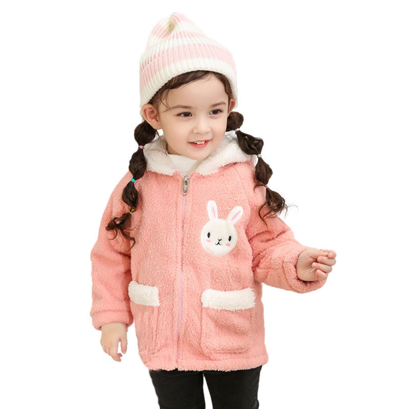 Children's autumn and winter coat cloud woolen short plush Korean foreign style baby warm lamb wool top for boys and girls