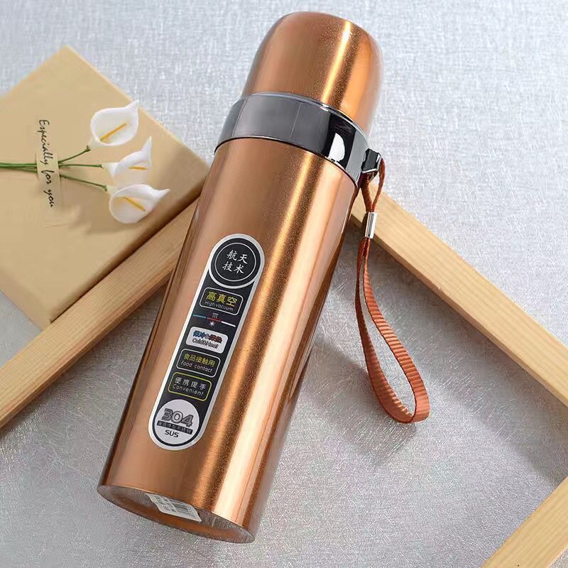 Korean thermos cup men's and women's water cup portable 304 stainless steel large capacity primary school children's outdoor sports kettle