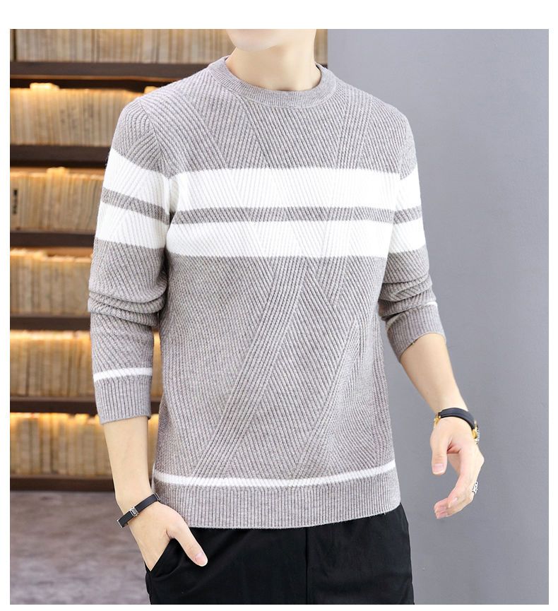 Men's Sweater Thickened Knit Pullover Round Neck Autumn Winter_voghion.com