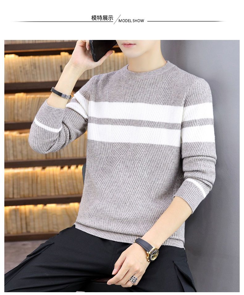 Men's Sweater Thickened Knit Pullover Round Neck Autumn Winter_voghion.com