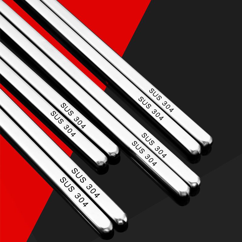 Food grade 304 stainless steel chopsticks household antiskid, anti scalding and anti mildew alloy iron square quick son household tableware