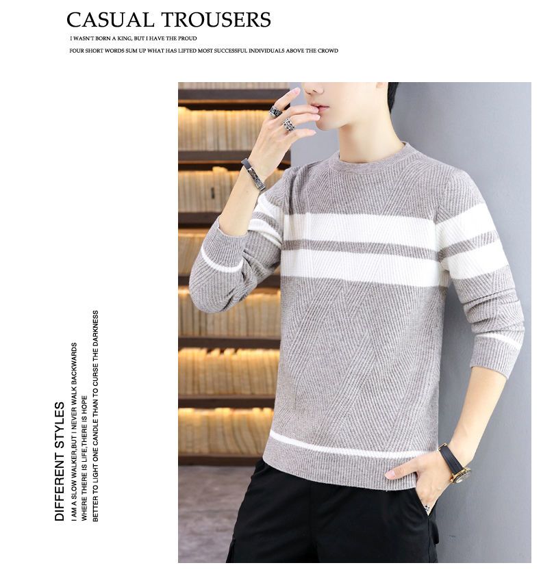 Men's Sweater Thickened Knit Pullover Round Neck Autumn Winter_voghion.com