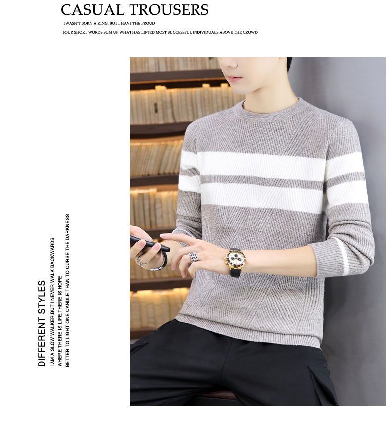 Men's Sweater Thickened Knit Pullover Round Neck Autumn Winter_voghion.com