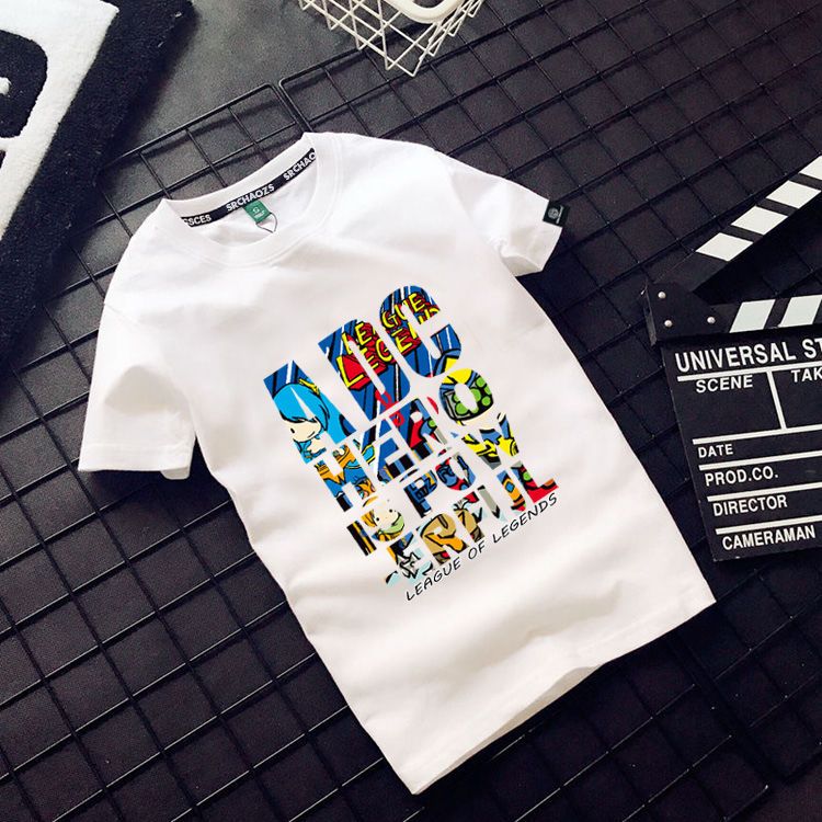 Xiagang Fengchao brand male and female couple parent-child outfit cartoon printing cute cotton short-sleeved T-shirt top beach sports