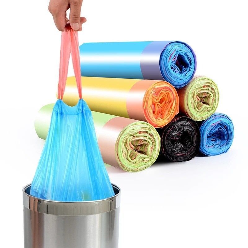 Draw rope garbage bag portable thickened household large black draw rope automatic closing garbage plastic bag