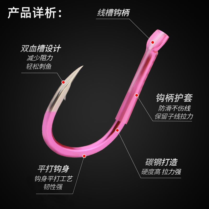 75773-老刀散装大物超锋利巨物青鱼大物超硬钩尖防滑线加粗伊势尼钓鱼钩-详情图