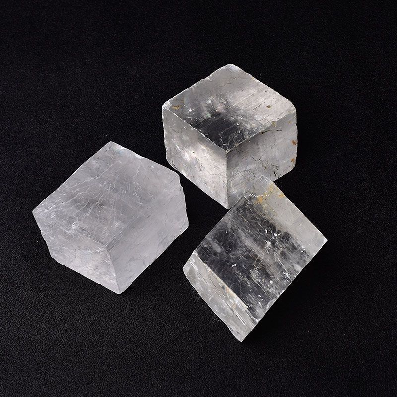 天然水晶碎石白色方解石冰洲石原石摆件能量矿石教学标本石