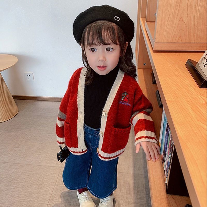 2020 new girls' Autumn top knitted cardigan winter coat college style lovely foreign style sweater fashion