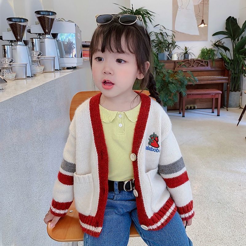 2020 new girls' Autumn top knitted cardigan winter coat college style lovely foreign style sweater fashion