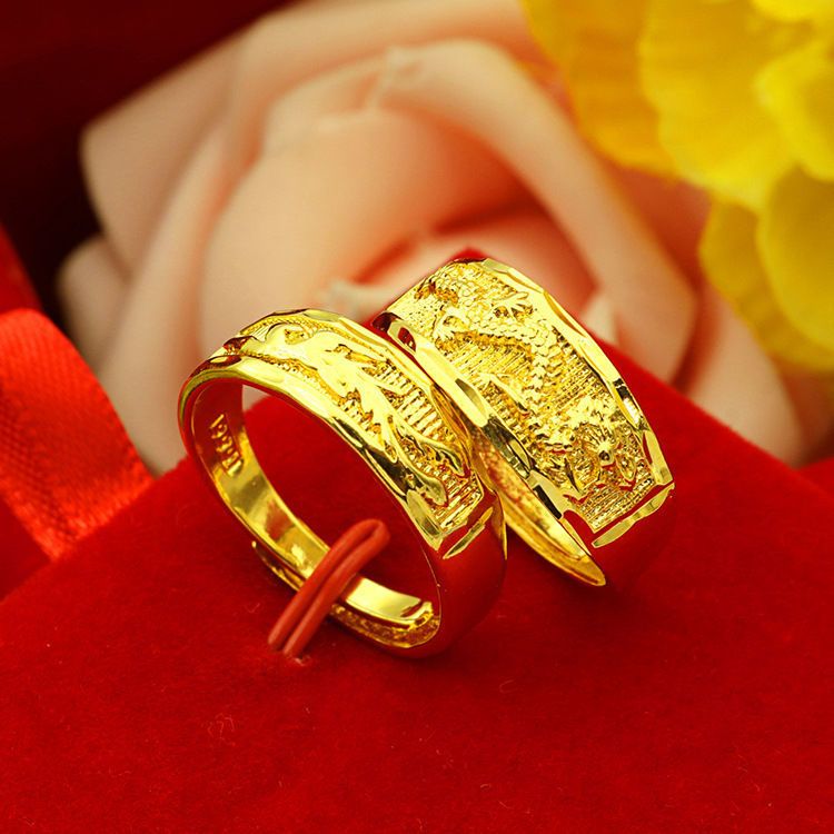 Frosted couple men do not fade 999 steel seal ring female ring Vietnamese sand gold ring ring ring
