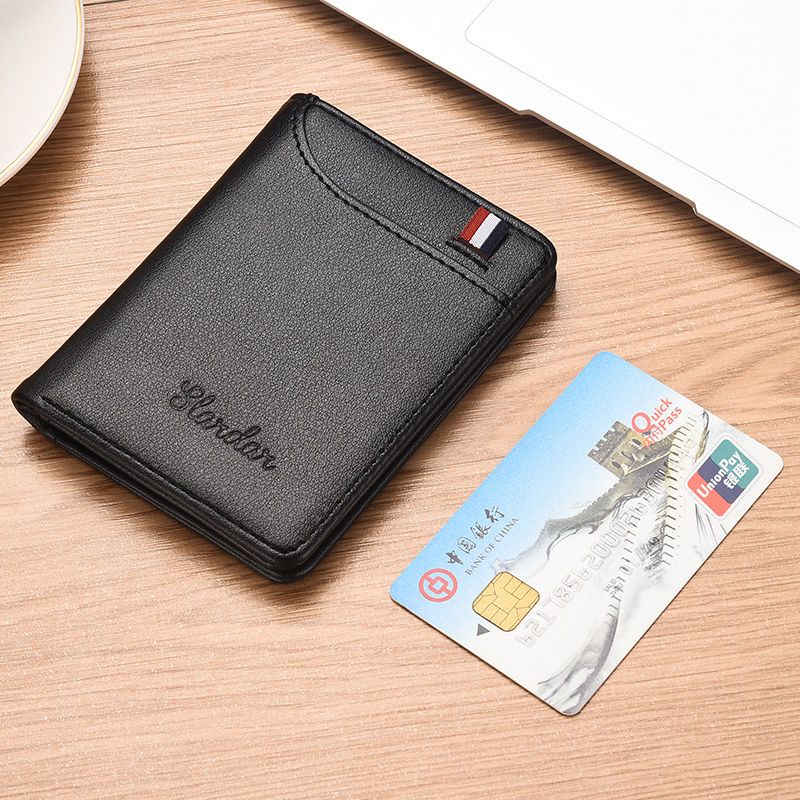 Ultra-thin mini wallet men's short driver's license leather case vertical men's wallet wallet multi-functional card holder trendy