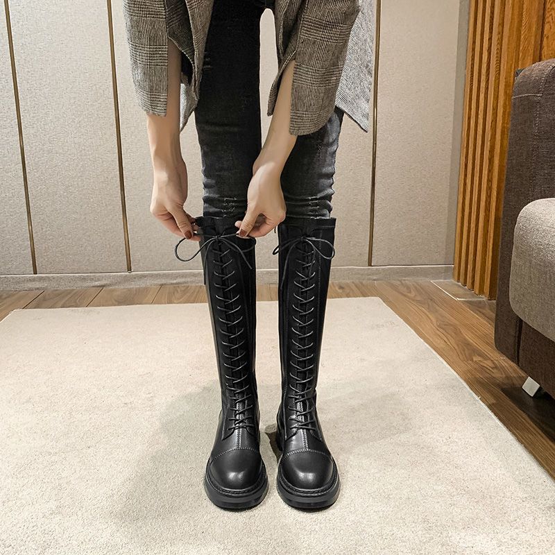 [genuine women's shoes] long boots women's knights boots 2020 new high tube height not over the knee boots thin boots