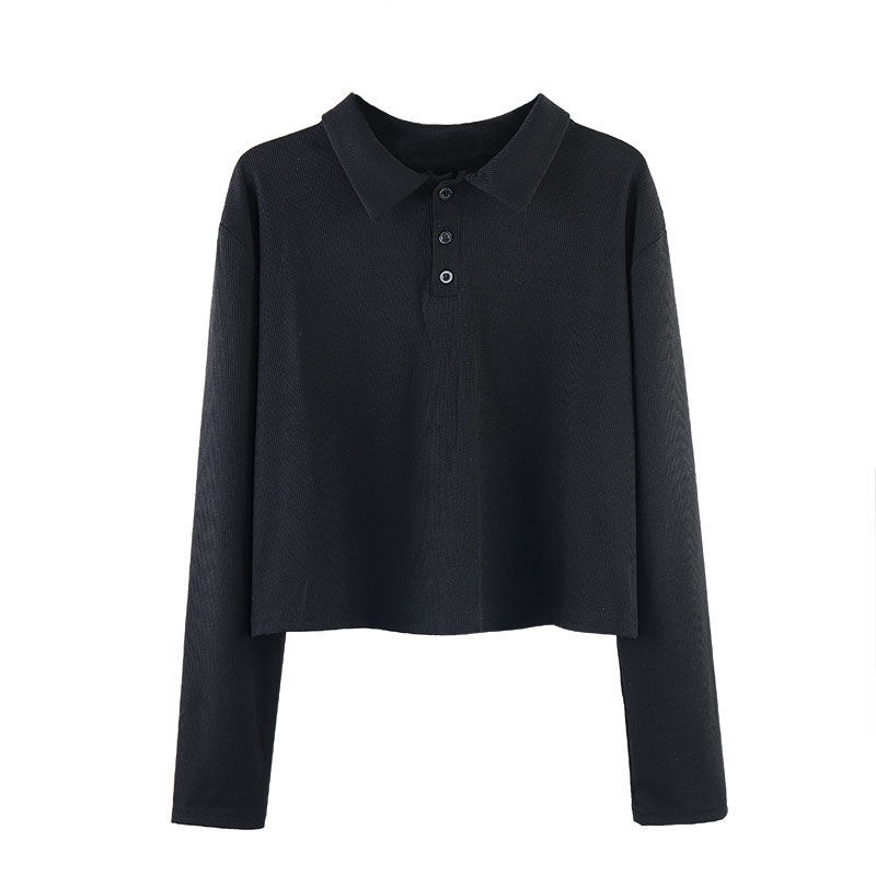 Loose bottoming shirt top autumn clothing 2023 new Korean version gray autumn POLO shirt long-sleeved T-shirt female ins tide