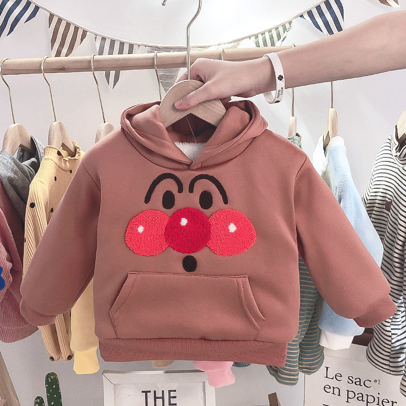 Baby winter clothes plus fleece sweater 2023 new boys and girls autumn and winter long-sleeved bottoming shirt infants warm tops