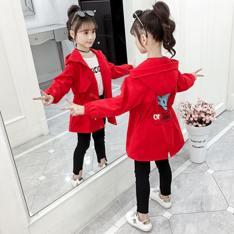 Girls' new autumn coats, loose and fashionable windbreakers, primary school students' cute baby coats, women's spring and autumn fashionable children's coats