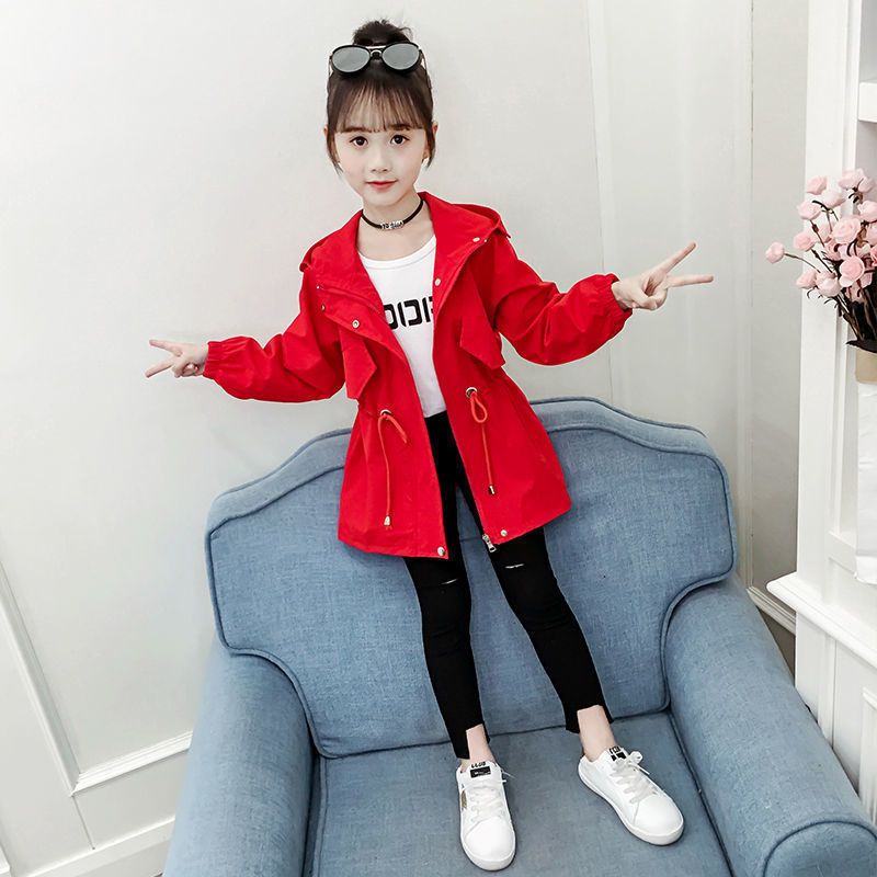 Girls' new autumn coats, loose and fashionable windbreakers, primary school students' cute baby coats, women's spring and autumn fashionable children's coats