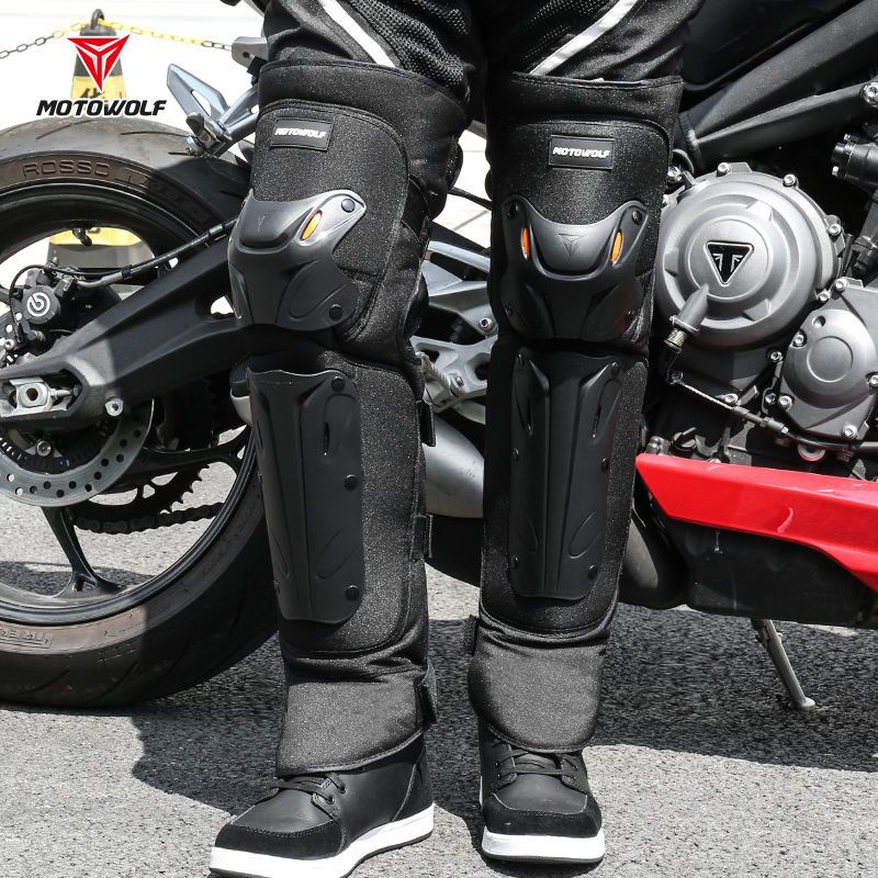 摩托车防摔护膝机车骑行防风保暖护具电动车加绒加厚护腿冬季男女
