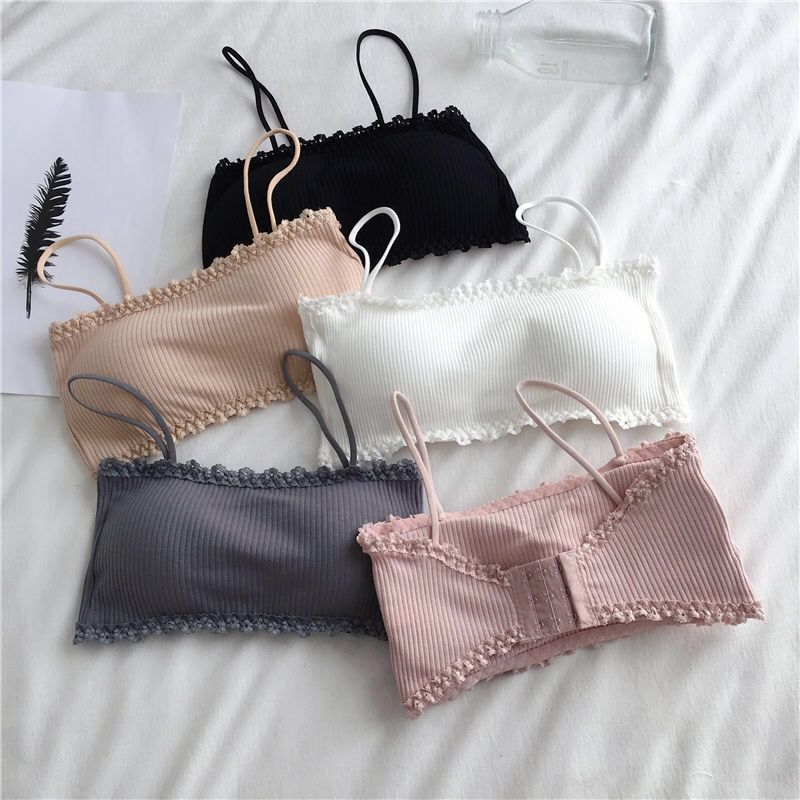 Underwear female students Korean version no steel rimless beauty back wrap chest top dressing sexy bottom strap vest for inside and outside wear