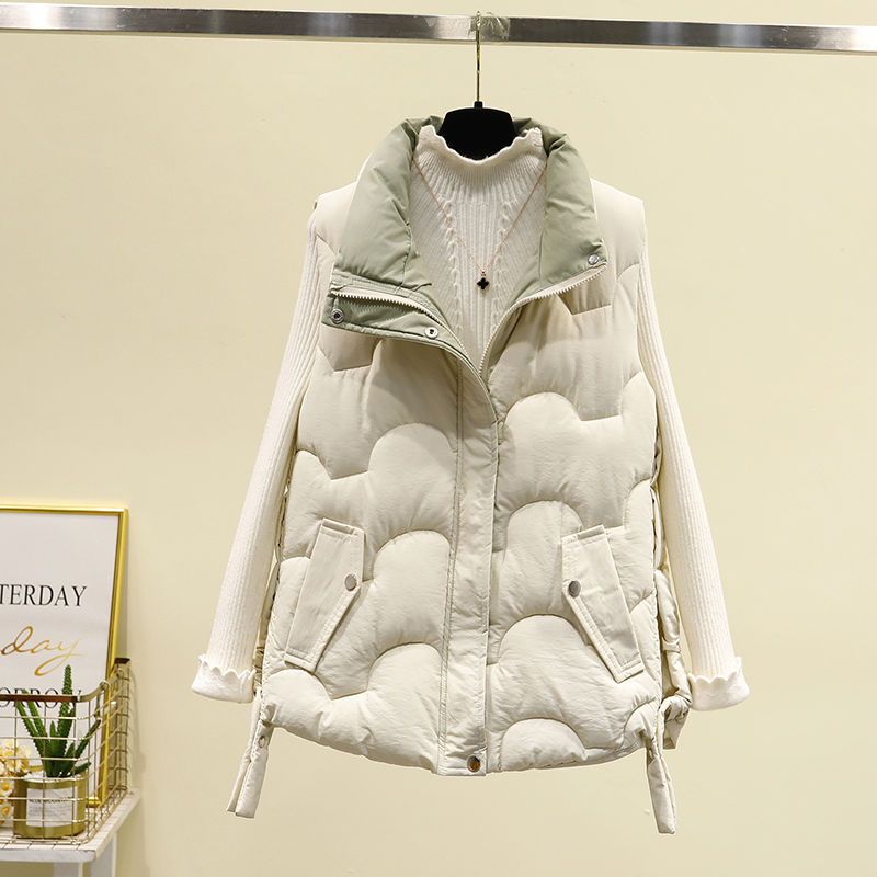Down cotton vest women's autumn and winter clothes 2022 new Korean version of the waistcoat short slim waistcoat fashion stand-up collar cotton jacket