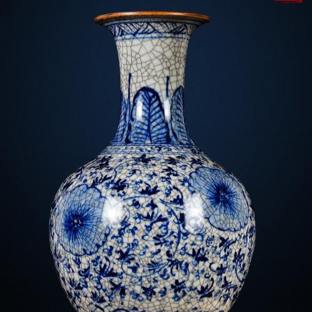 景德镇陶瓷器花瓶仿古官窑中式家居大号青花瓷瓶客厅电视柜装摆件