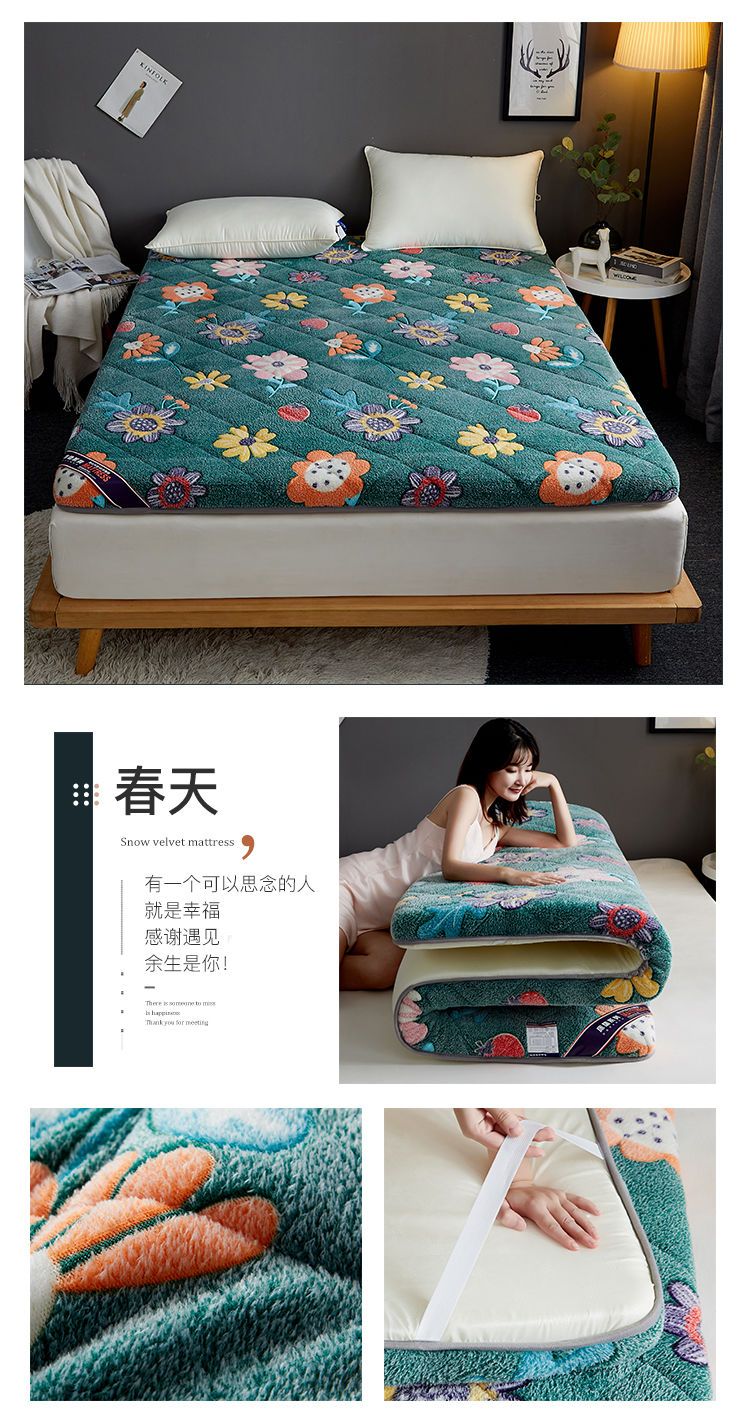 法兰绒床垫家用睡垫加厚软垫宿舍学生单人床垫子双人1.8米床褥垫
