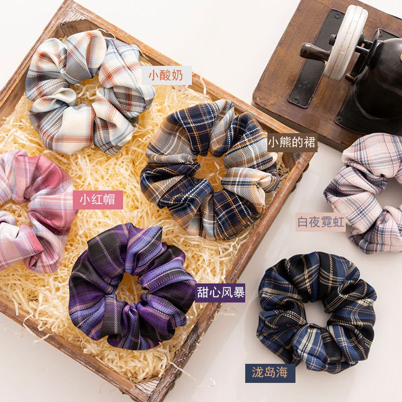 地摊发圈jk大肠学院风制服少女肥肠发圈扎马尾皮筋发饰猪大肠头绳