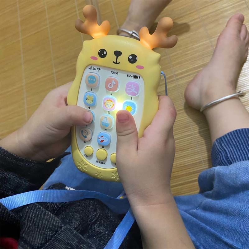 Baby chewing gum baby simulation mobile phone children's music toys early education puzzle story machine rechargeable telephone