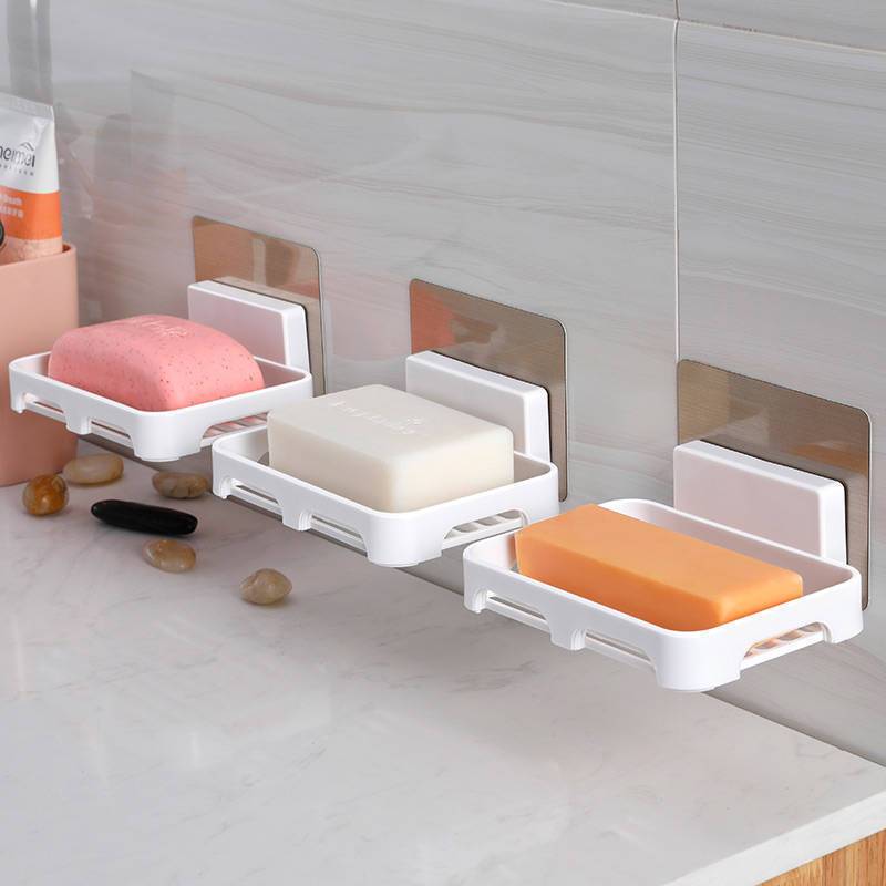 High-grade soap box suction cup wall-mounted household soap rack toilet free punching bathroom drain rack