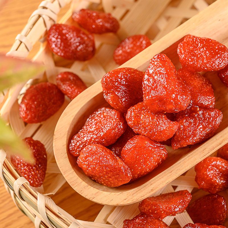 新货草莓干500g/250g/100g连罐袋装水果干蜜饯果脯休闲零食批发